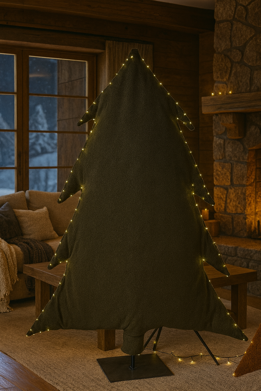 Sapin lumineux écologique vert tissu mouton