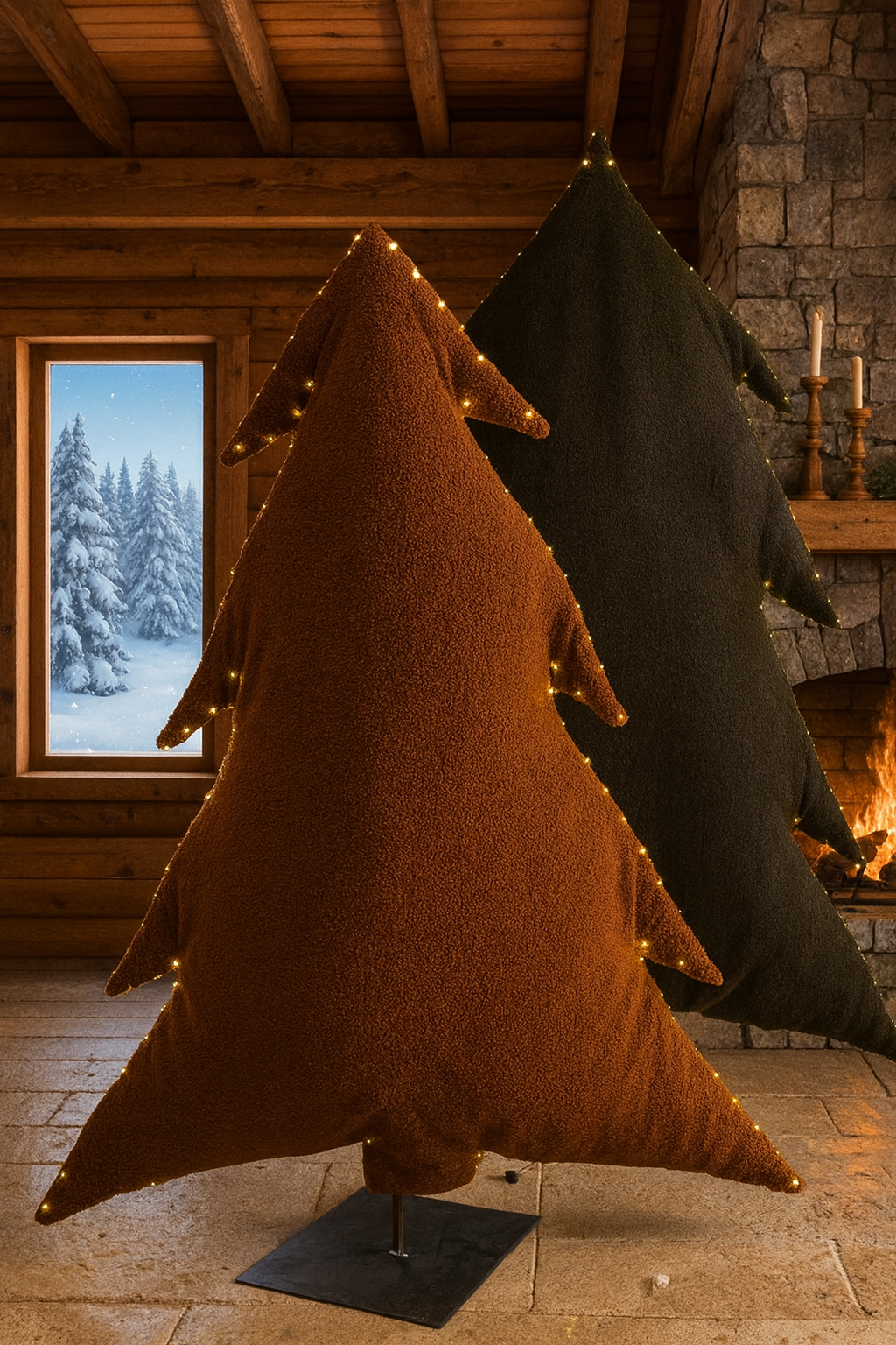 Sapin lumineux écologique camel tissu mouton